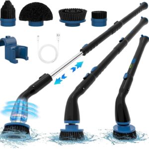 Electric Spin Scrubber, Cordless Cleaning Brush With 4 Replaceable Brush Heads And Adjustable Extension Handle Power Shower Scrubber For Bathroom, Kitchen, Tub, Tile, Floor